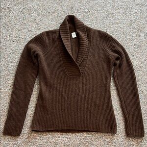 Kinross Cashmere Cozy Brown Cowl Neck Sweater